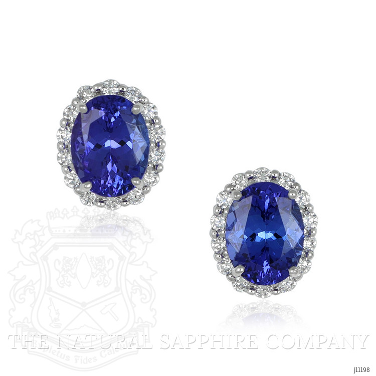 2.05 Ct.Tw. Tanzanite Natural Diamond Studs Earrings, 14K White Gold