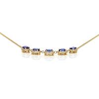 6.86 Ct. Tanzanite Natural Diamond Pave Necklace, 14K Yellow Gold Image