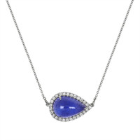7.27 Ct. Tanzanite Natural Diamond Pave Necklace, 14K White Gold Video