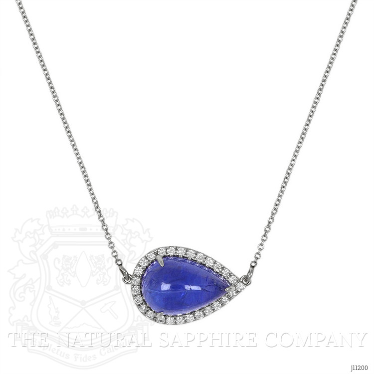 7.27 Ct. Tanzanite Natural Diamond Pave Necklace, 14K White Gold
