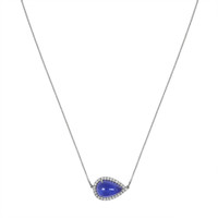 7.27 Ct. Tanzanite Natural Diamond Pave Necklace, 14K White Gold Image