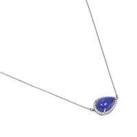 7.27 Ct. Tanzanite Natural Diamond Pave Necklace, 14K White Gold Image