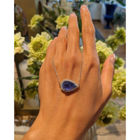 7.27 Ct. Tanzanite Natural Diamond Pave Necklace, 14K White Gold Life Style