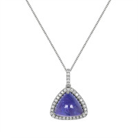 9.50 Ct. Tanzanite Natural Diamond Pave Pendant, 14K White Gold Video