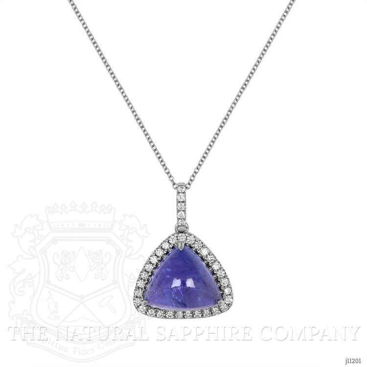 9.50 Ct. Tanzanite Natural Diamond Pave Pendant, 14K White Gold