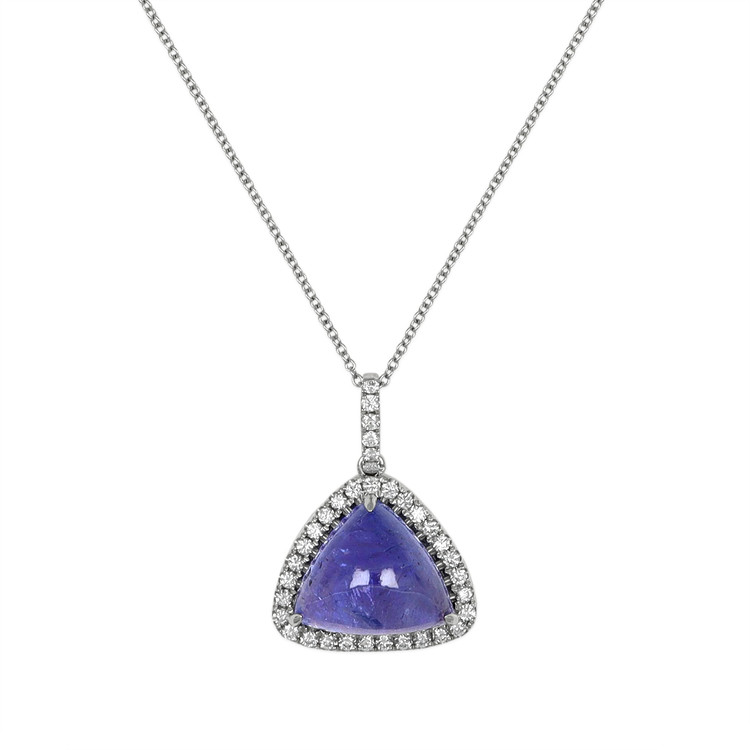 9.50 Ct. Tanzanite Natural Diamond Pave Pendant, 14K White Gold