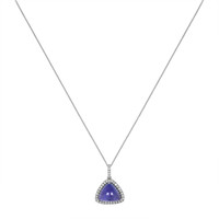 9.50 Ct. Tanzanite Natural Diamond Pave Pendant, 14K White Gold Image
