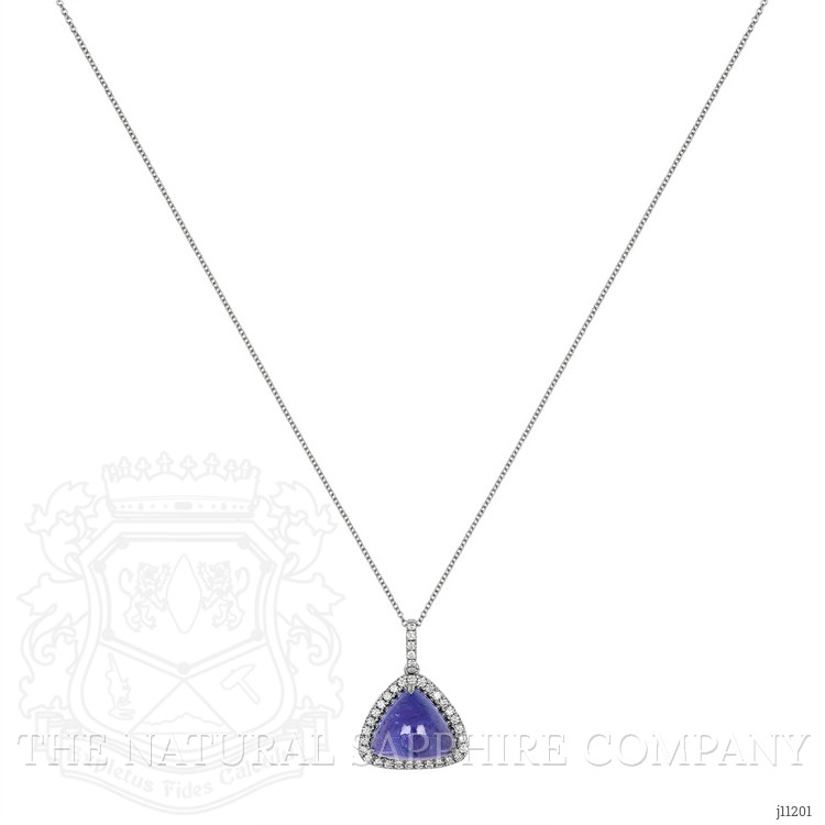 9.50 Ct. Tanzanite Natural Diamond Pave Pendant, 14K White Gold