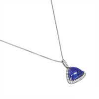 9.50 Ct. Tanzanite Natural Diamond Pave Pendant, 14K White Gold Image
