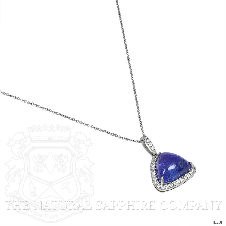 9.50 Ct. Tanzanite Natural Diamond Pave Pendant, 14K White Gold