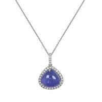 8.41 Ct. Tanzanite Natural Diamond Pave Pendant, 14K White Gold Video