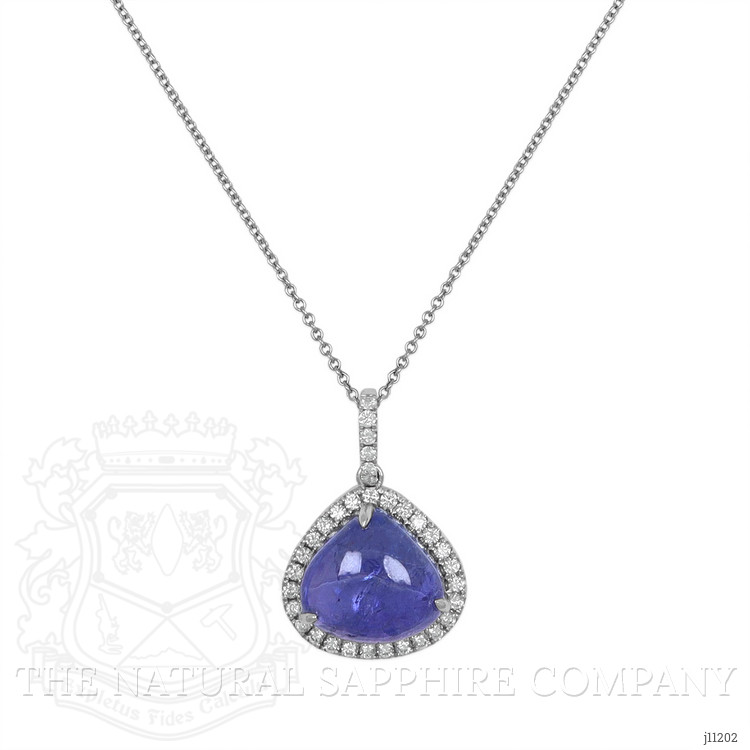 8.41 Ct. Tanzanite Natural Diamond Pave Pendant, 14K White Gold