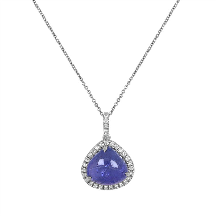 8.41 Ct. Tanzanite Natural Diamond Pave Pendant, 14K White Gold