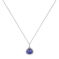 8.41 Ct. Tanzanite Natural Diamond Pave Pendant, 14K White Gold Image