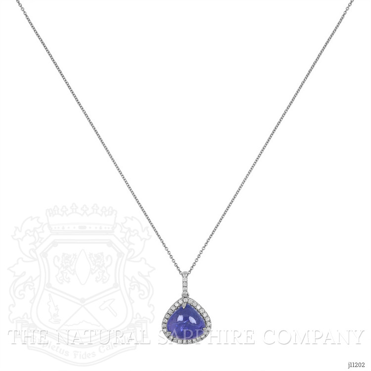 8.41 Ct. Tanzanite Natural Diamond Pave Pendant, 14K White Gold