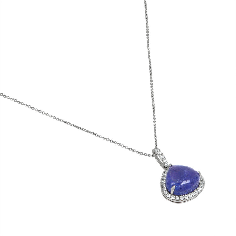 8.41 Ct. Tanzanite Natural Diamond Pave Pendant, 14K White Gold