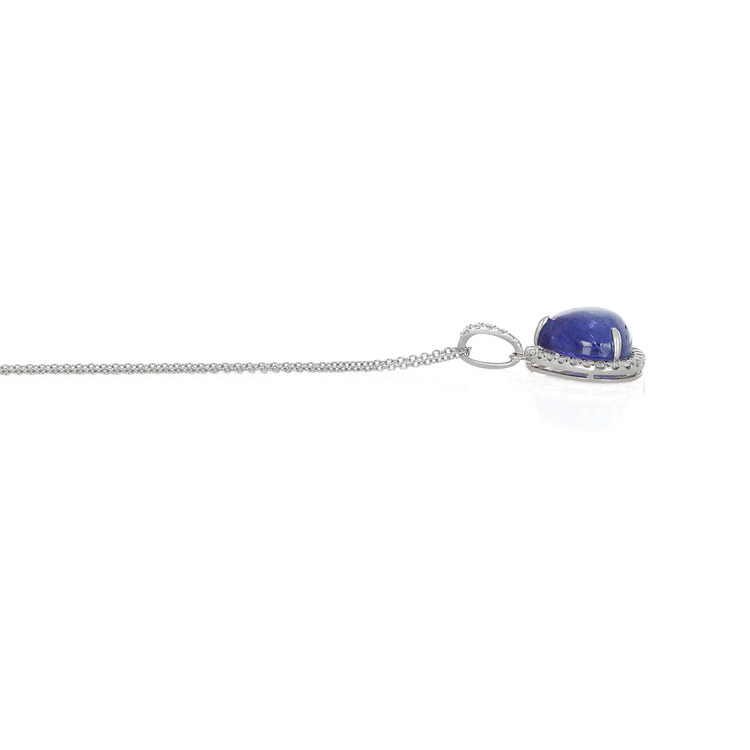 8.41 Ct. Tanzanite Natural Diamond Pave Pendant, 14K White Gold