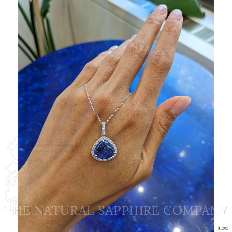 8.41 Ct. Tanzanite Natural Diamond Pave Pendant, 14K White Gold