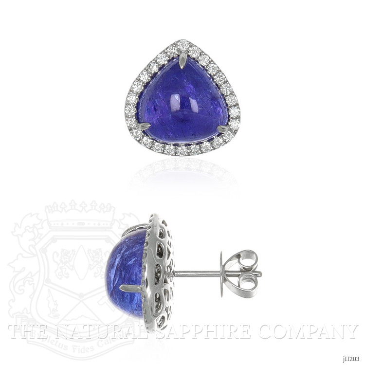 14.89 Ct.Tw. Tanzanite Natural Diamond Studs Earrings, 14K White Gold
