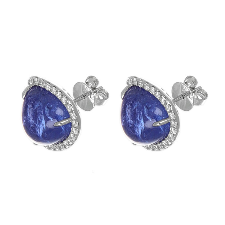 14.89 Ct.Tw. Tanzanite Natural Diamond Studs Earrings, 14K White Gold