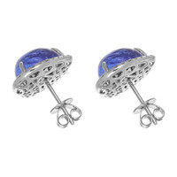 14.89 Ct.Tw. Tanzanite Natural Diamond Studs Earrings, 14K White Gold Image
