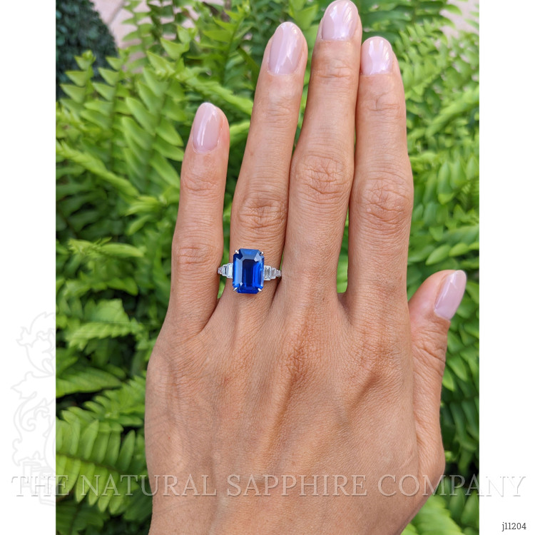 4.92 Ct. Blue Sapphire and Natural Diamond Pave Ring, Platinum 950