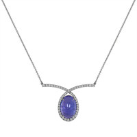 12.24 Ct. Tanzanite Natural Diamond Pave Necklace, 14K White Gold Video