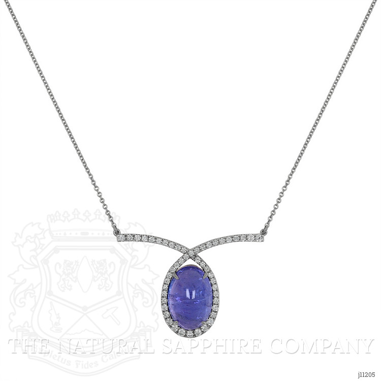 12.24 Ct. Tanzanite Natural Diamond Pave Necklace, 14K White Gold
