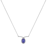 12.24 Ct. Tanzanite Natural Diamond Pave Necklace, 14K White Gold Image