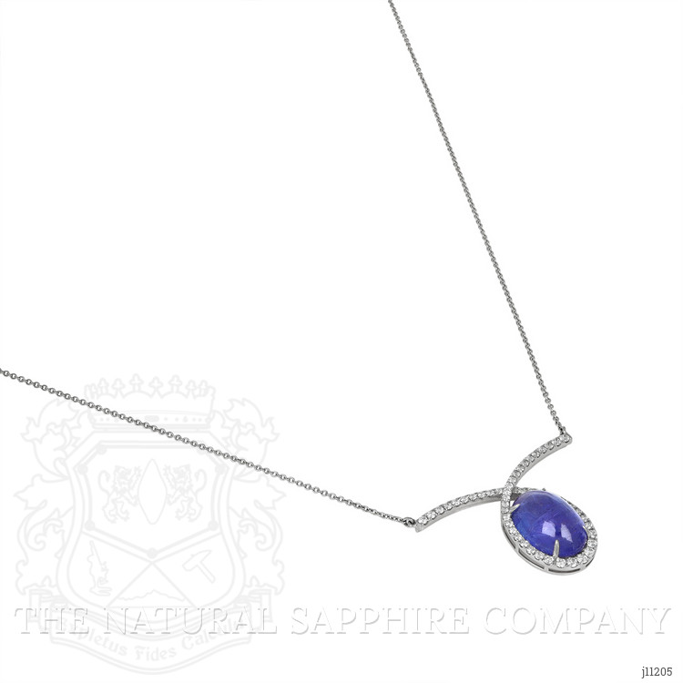 12.24 Ct. Tanzanite Natural Diamond Pave Necklace, 14K White Gold