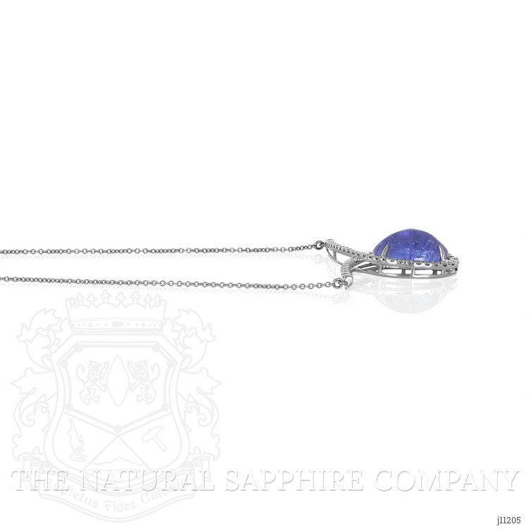 12.24 Ct. Tanzanite Natural Diamond Pave Necklace, 14K White Gold