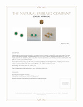 0.53 Ct.Tw.Total Carat Weight Emerald and Natural Diamond Studs Earrings, 14K Yellow Gold Appraisal