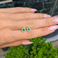 0.53 Ct.Tw. Emerald Natural Diamond Studs Earrings, 14K Yellow Gold Life Style