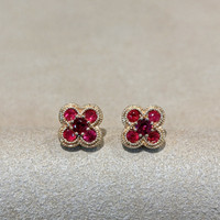 0.53 Ct.Tw.Total Carat Weight Ruby Studs Earrings, 14K Yellow Gold Image