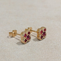 0.53 Ct.Tw.Total Carat Weight Ruby Studs Earrings, 14K Yellow Gold Image