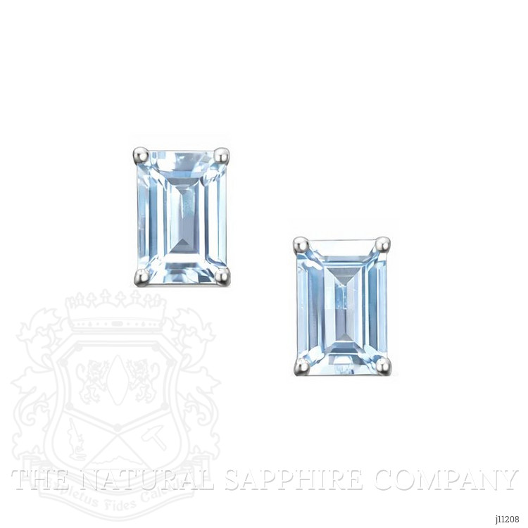 1.70 Ct.Tw. Blue Aquamarine Studs Earrings, 14K White Gold