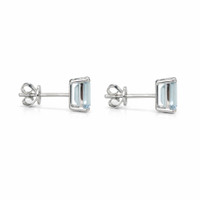 1.70 Ct.Tw.Total Carat Weight Blue Aquamarine Studs Earrings, 14K White Gold Image