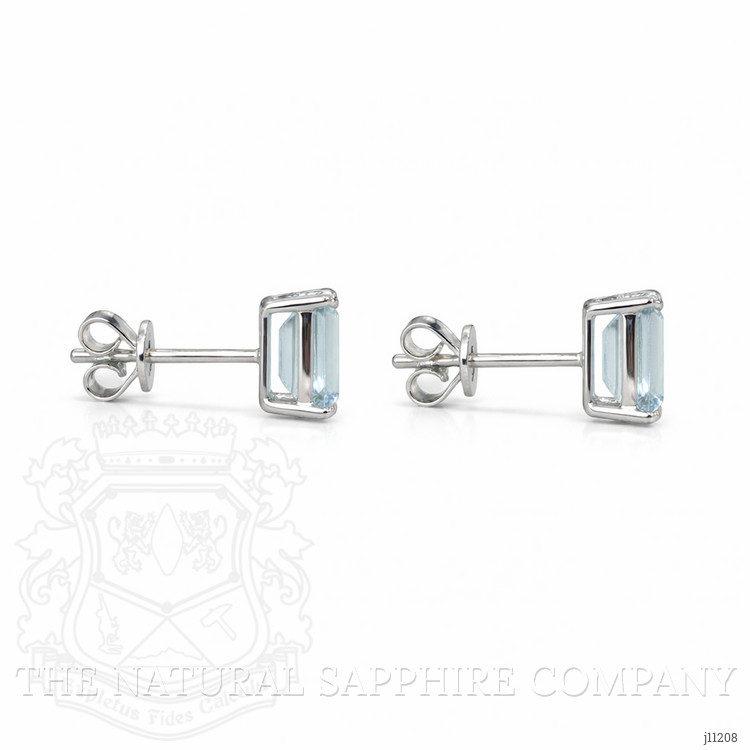 1.70 Ct.Tw. Blue Aquamarine Studs Earrings, 14K White Gold