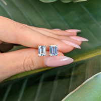 1.70 Ct.Tw.Total Carat Weight Blue Aquamarine Studs Earrings, 14K White Gold Life Style