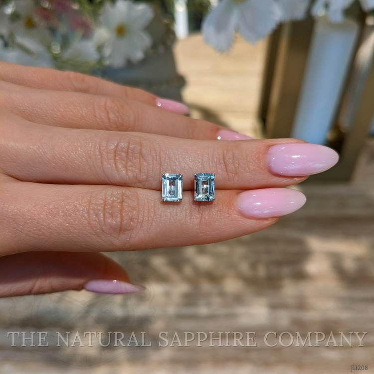 1.70 Ct.Tw. Blue Aquamarine Studs Earrings, 14K White Gold