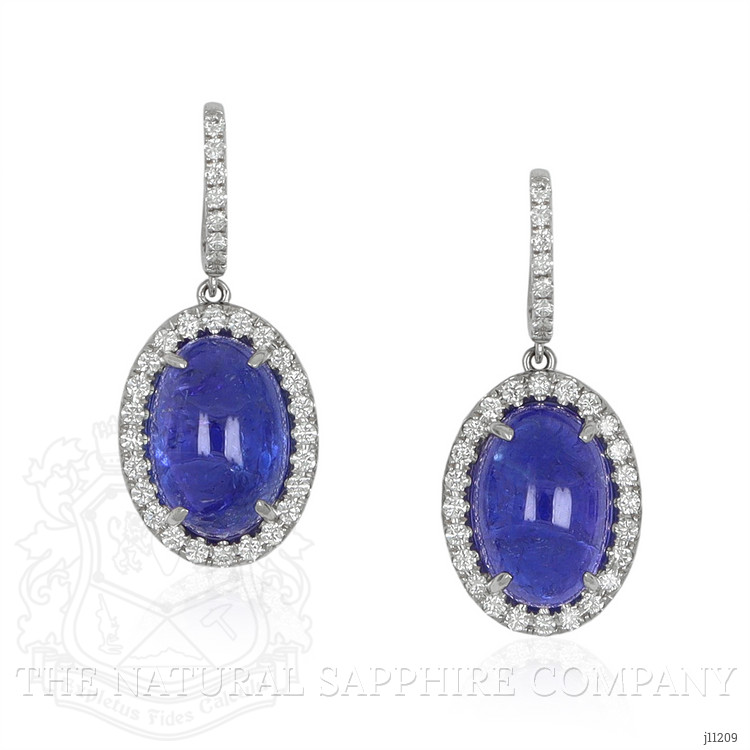 15.79 Ct.Tw. Tanzanite Natural Diamond Pave Earrings, 14K White Gold
