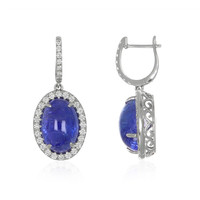15.79 Ct.Tw. Tanzanite Natural Diamond Pave Earrings, 14K White Gold Image