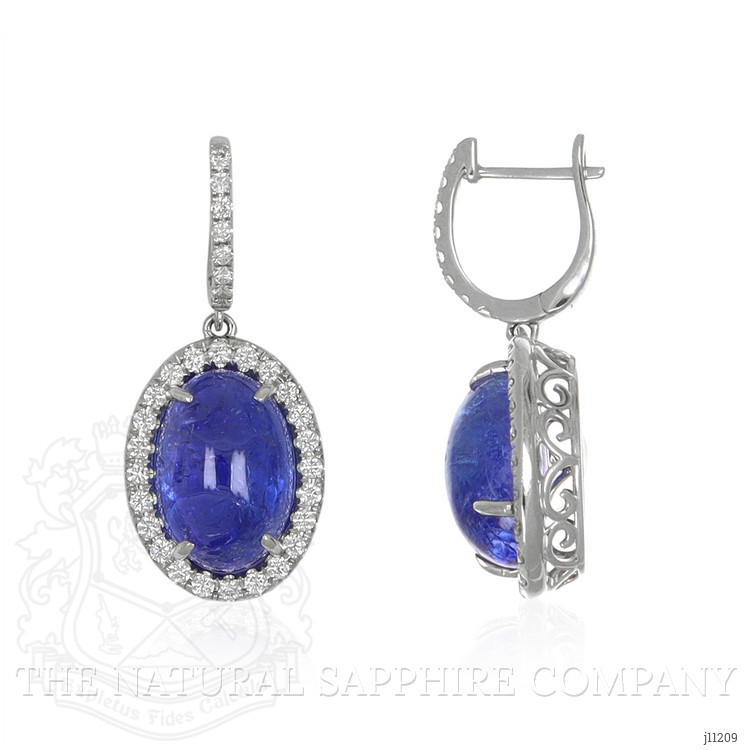 15.79 Ct.Tw. Tanzanite Natural Diamond Pave Earrings, 14K White Gold