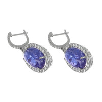 15.79 Ct.Tw. Tanzanite Natural Diamond Pave Earrings, 14K White Gold Image