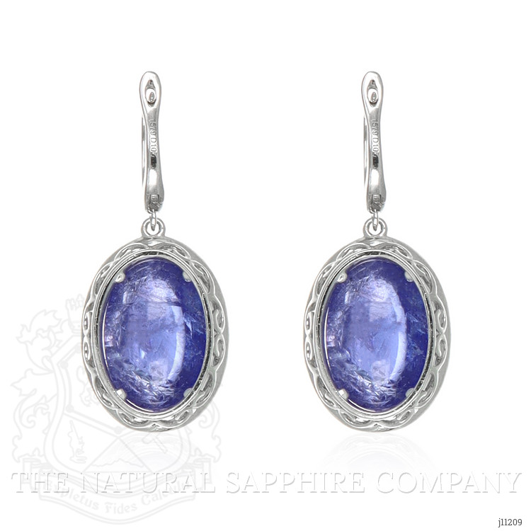 15.79 Ct.Tw. Tanzanite Natural Diamond Pave Earrings, 14K White Gold