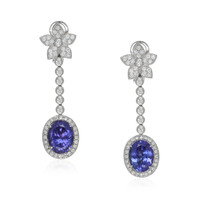 10.10 Ct.Tw. Tanzanite Natural Diamond Pave Earrings, 18K White Gold Video