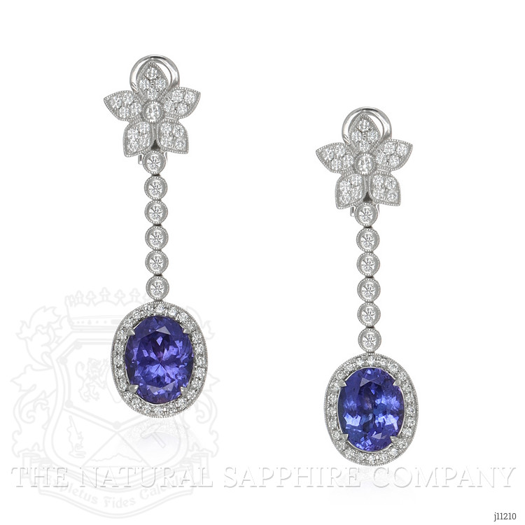 10.10 Ct.Tw. Tanzanite Natural Diamond Pave Earrings, 18K White Gold