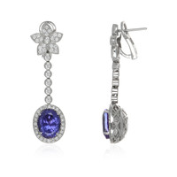 10.10 Ct.Tw. Tanzanite Natural Diamond Pave Earrings, 18K White Gold Image