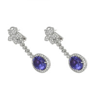 10.10 Ct.Tw. Tanzanite Natural Diamond Pave Earrings, 18K White Gold Image