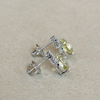 2.16 Ct.Tw.Total Carat Weight Topaz Natural Diamond Studs Earrings, 14K White Gold Image
